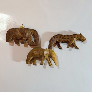 3 pc Vintage Hand Carved Wooden African Beads